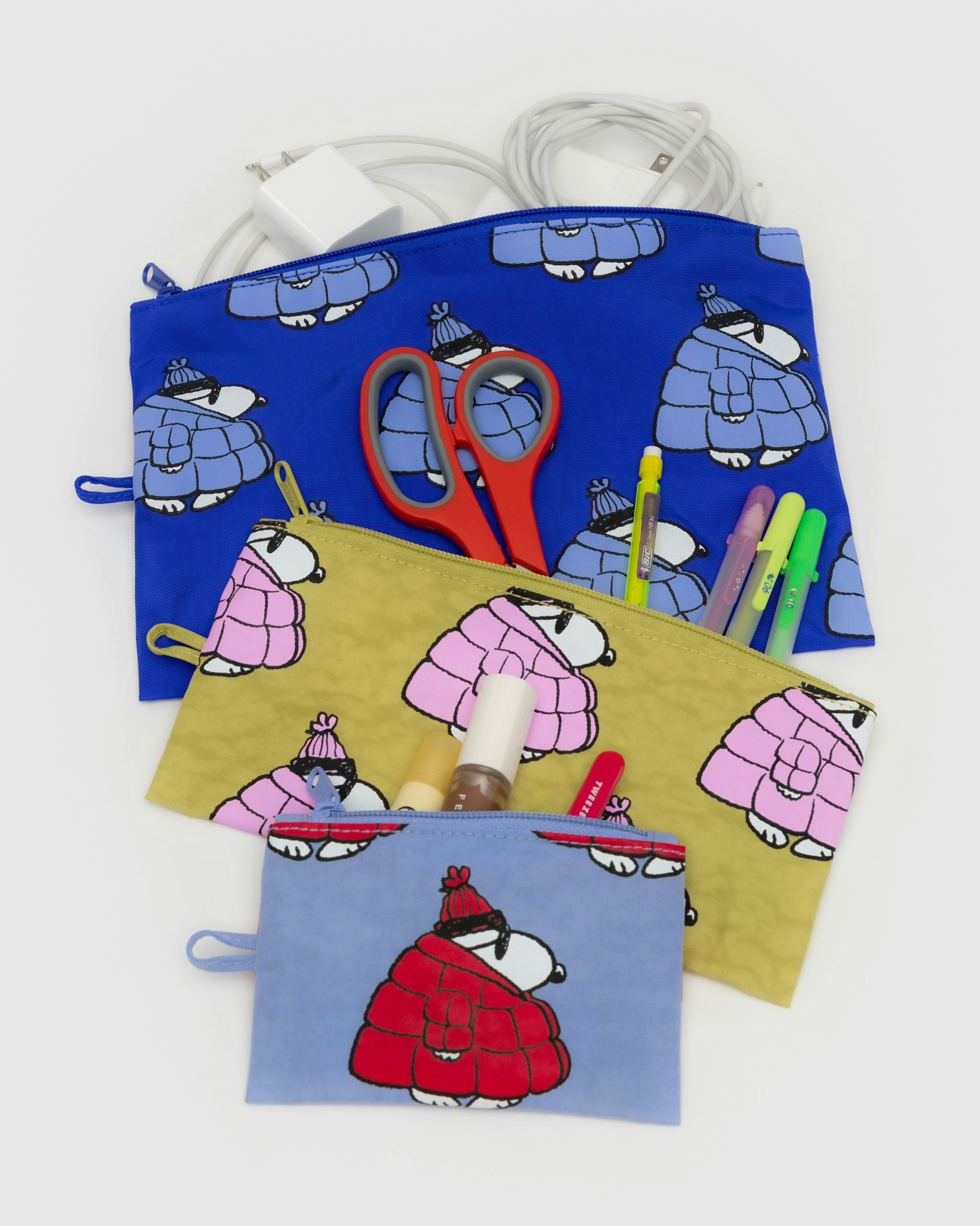 Flat Pouch Set in Puffer Snoopy