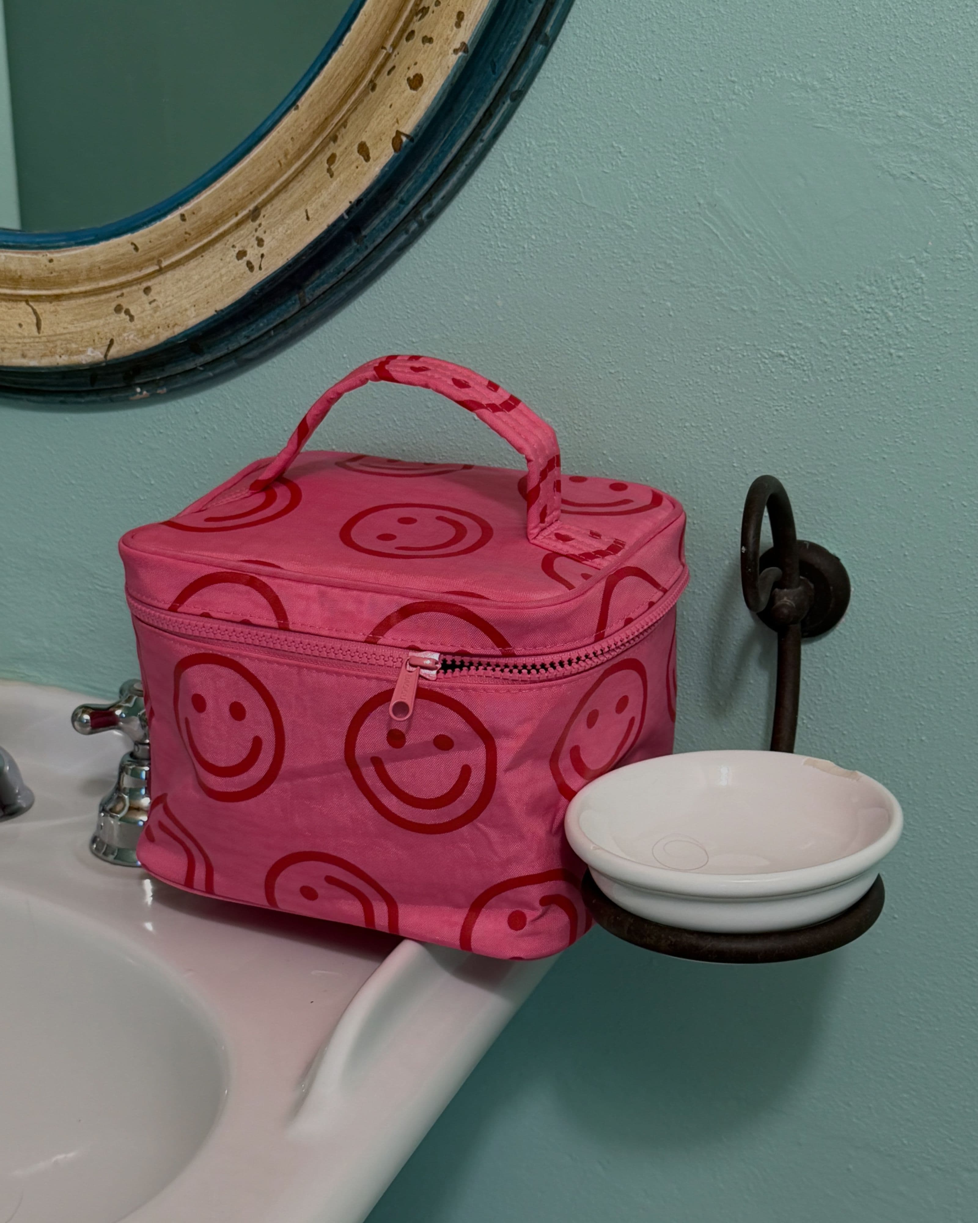 Large Cosmetic Case in Azalea Pink Happy