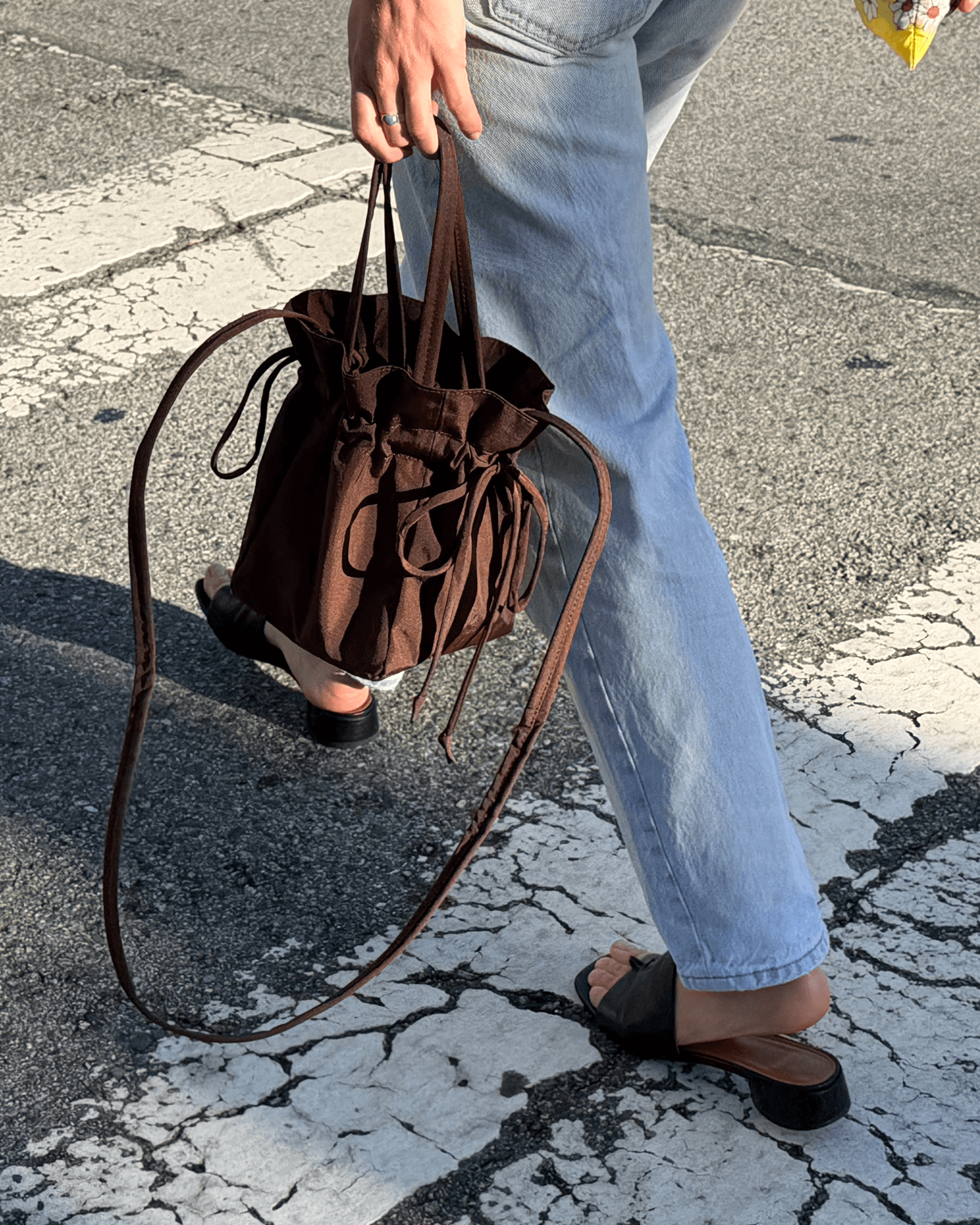 Nylon Drawstring Bag in Leopard