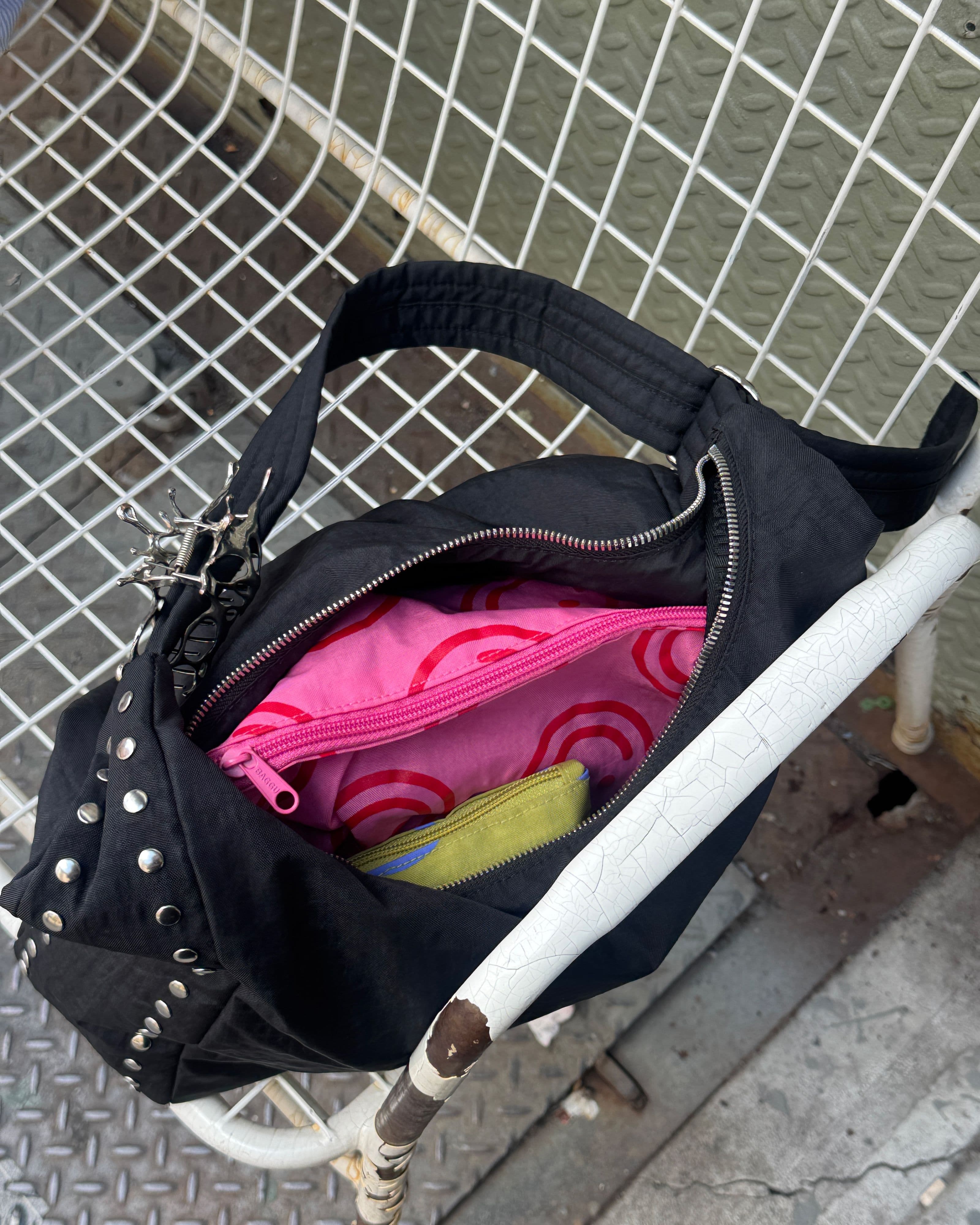 Nylon Shoulder Bag in Studs