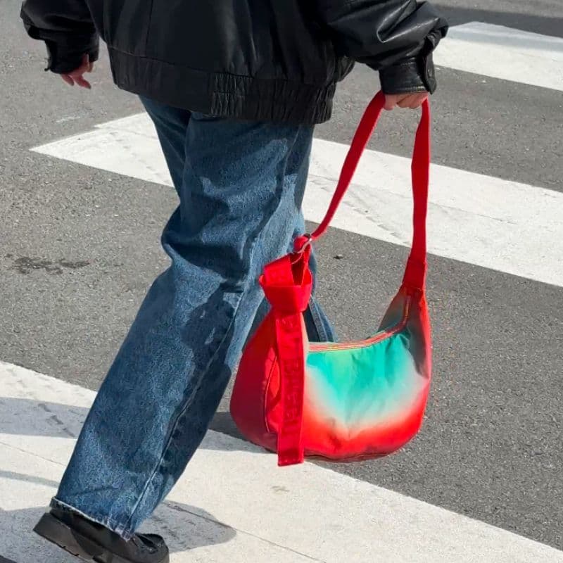 Medium Nylon Crescent Bag in Rain