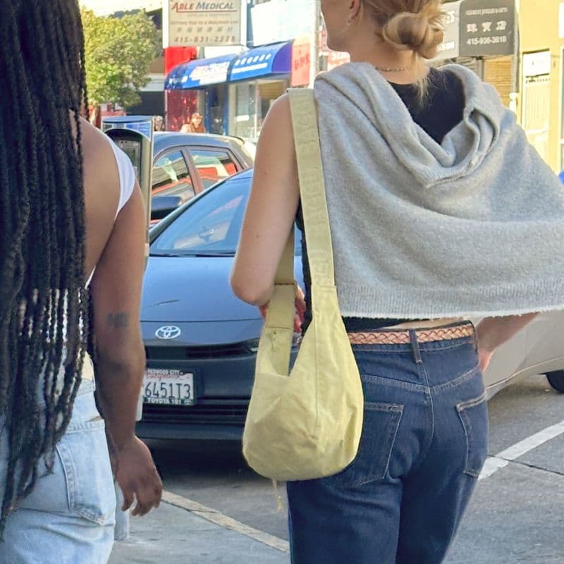 Medium Nylon Crescent Bag in Butter