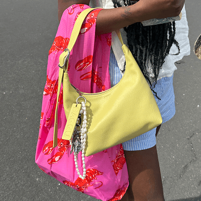 Mini Recycled Leather Shoulder Bag in Straw