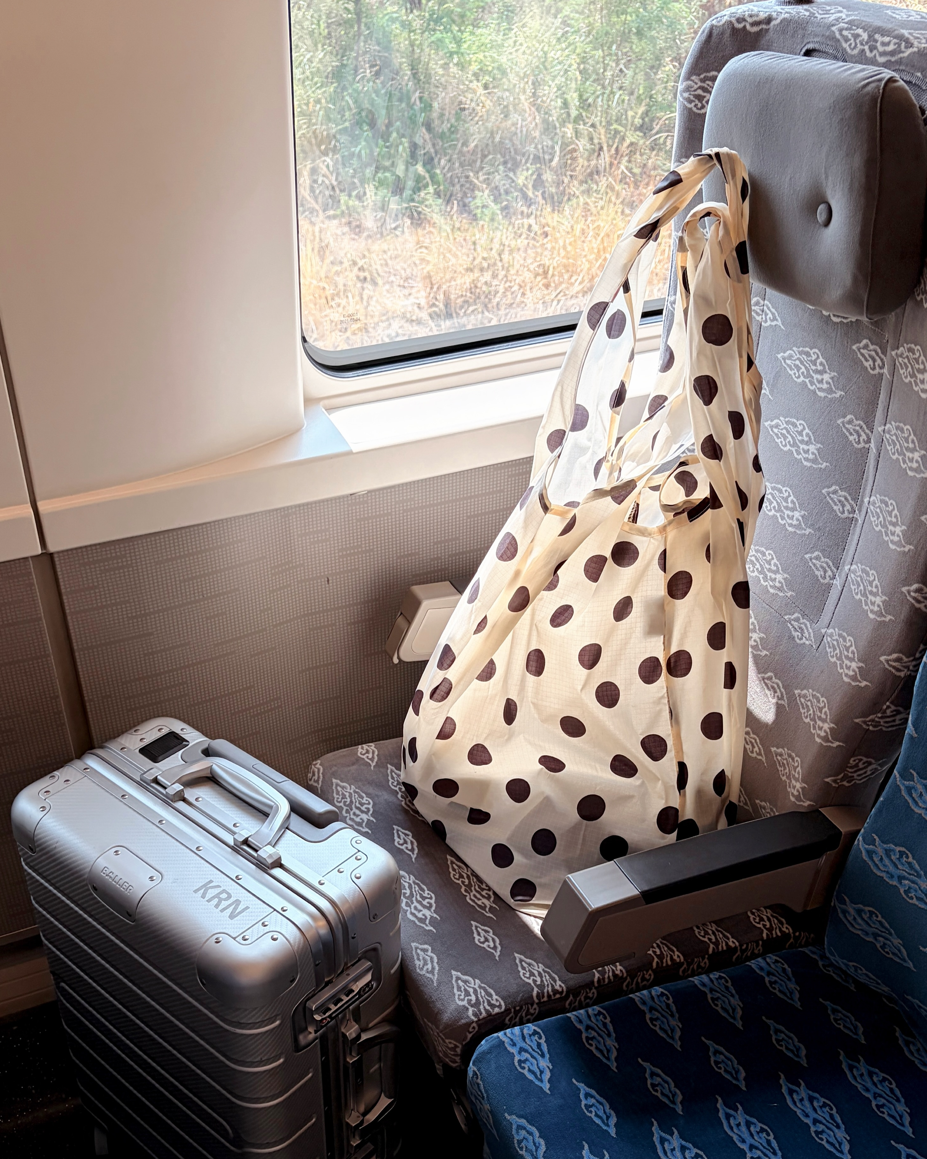 Big Baggu in Cream and Black Polka Dot