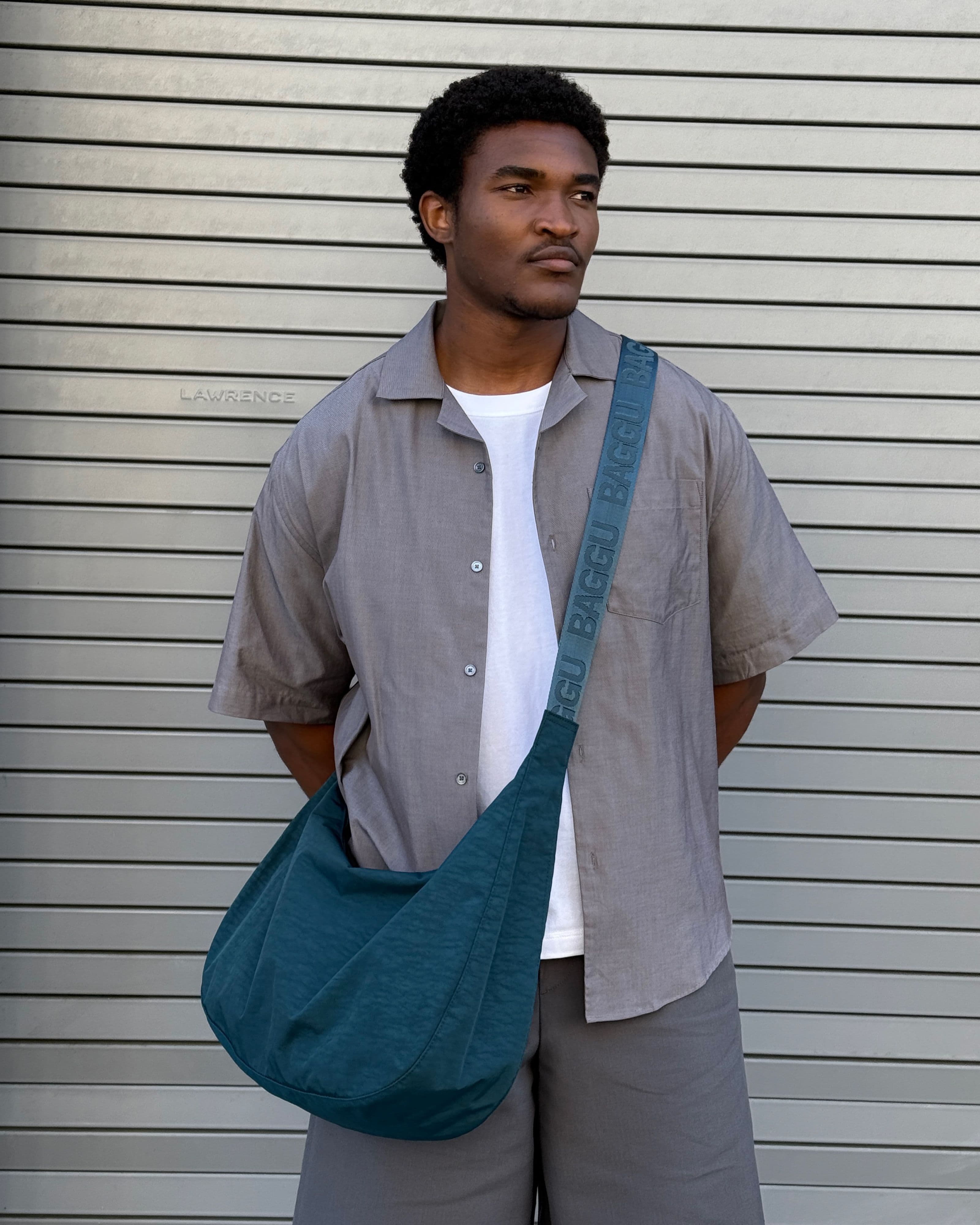 Large Nylon Crescent Bag in Deep Sea