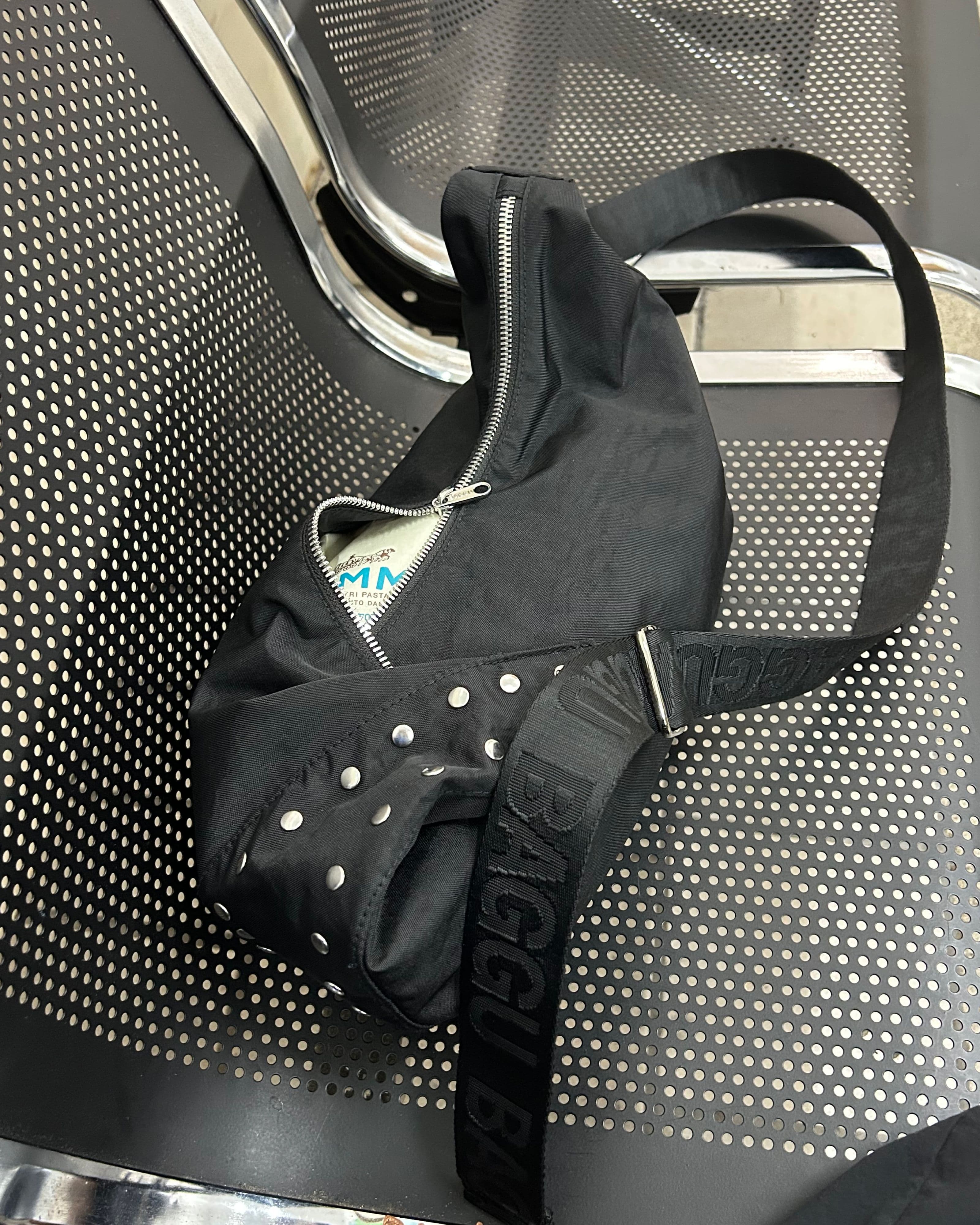 Medium Nylon Crescent Bag in Studs