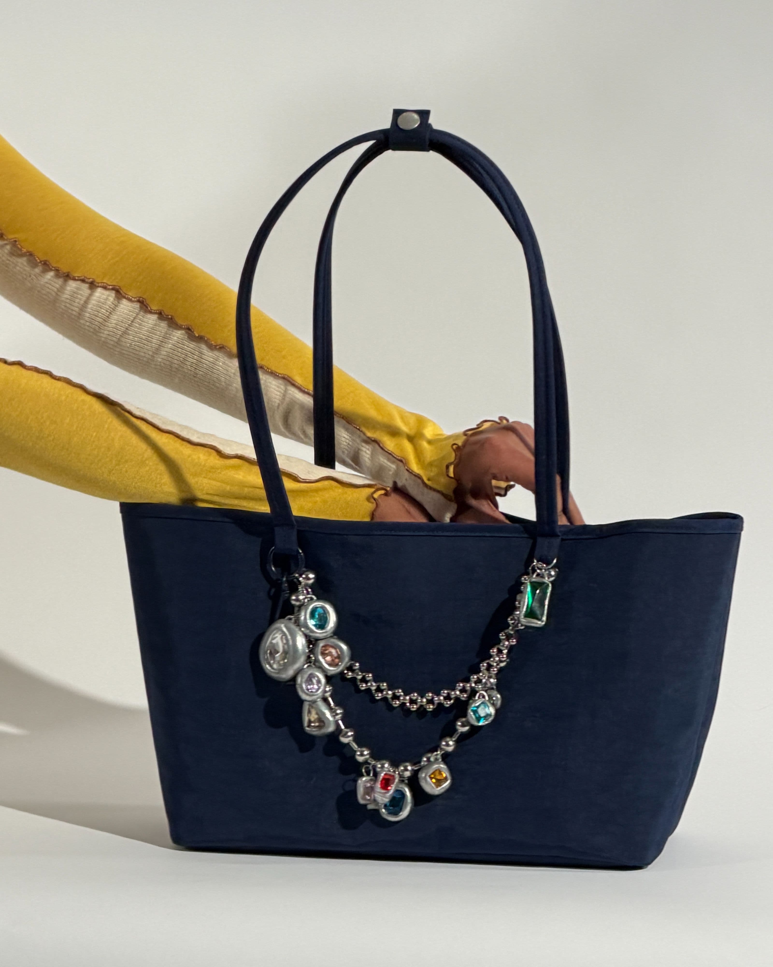 Medium Nylon Reversible Tote in Navy Mix