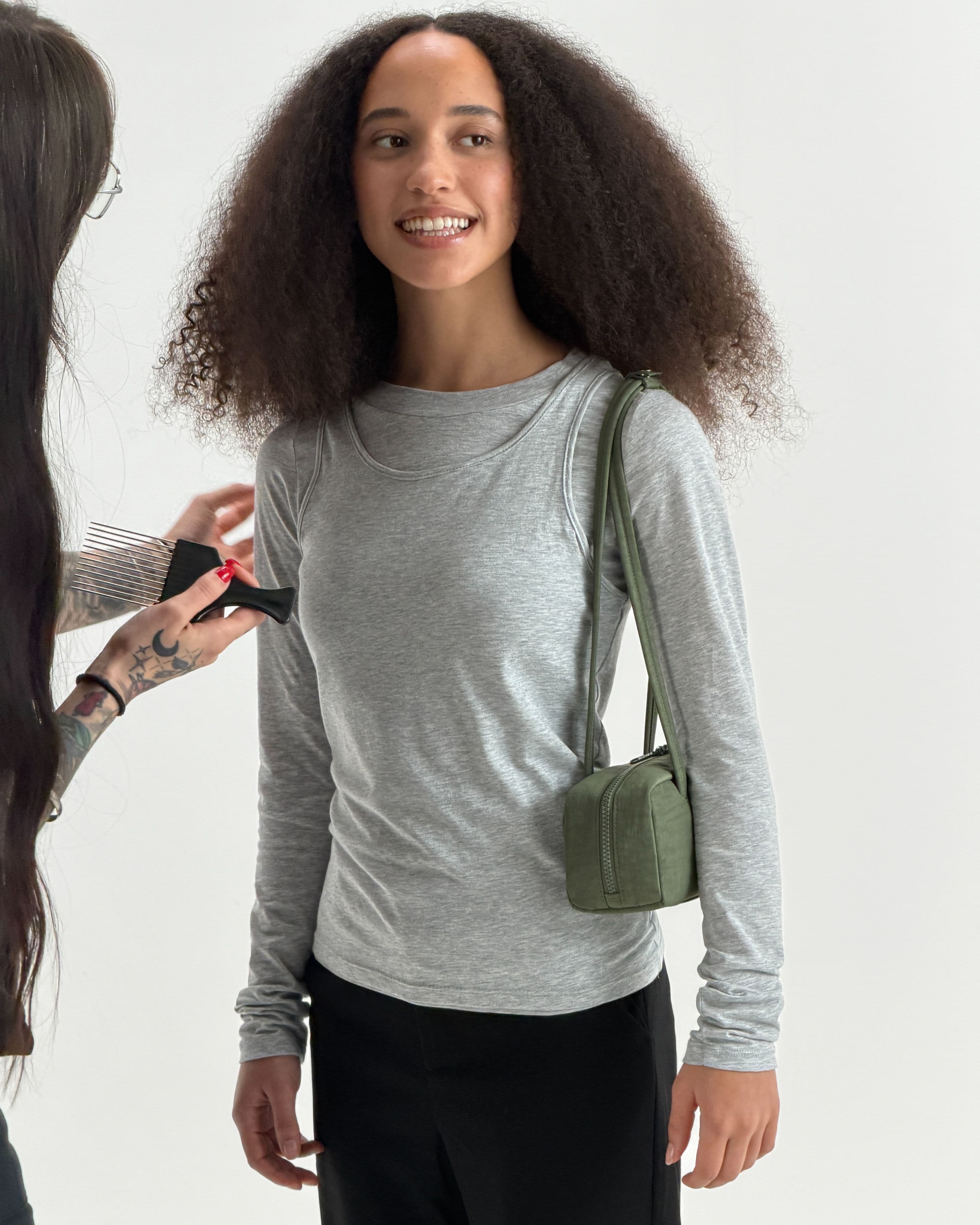 Small Nylon Bowler Bag in Caper