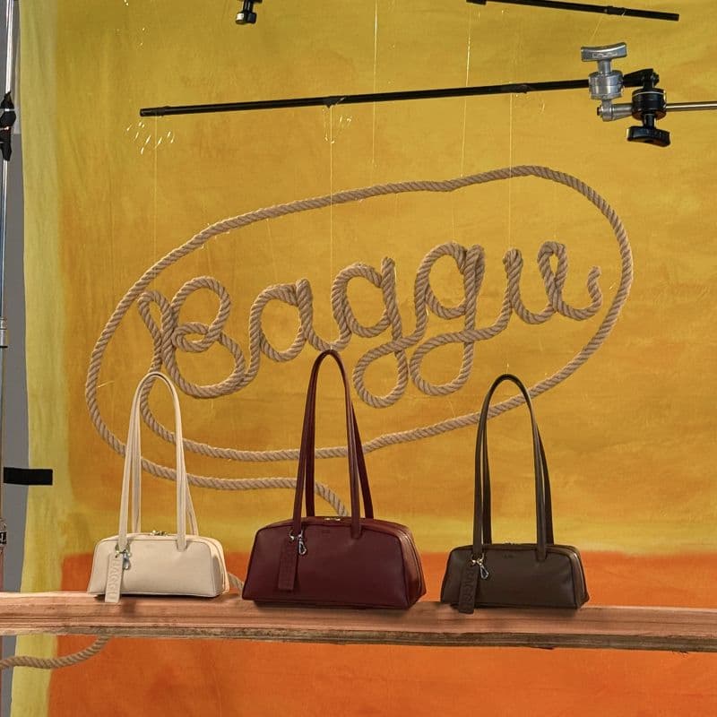 Small Recycled Leather Bowler Bag in Stone, Mahogany, Brown