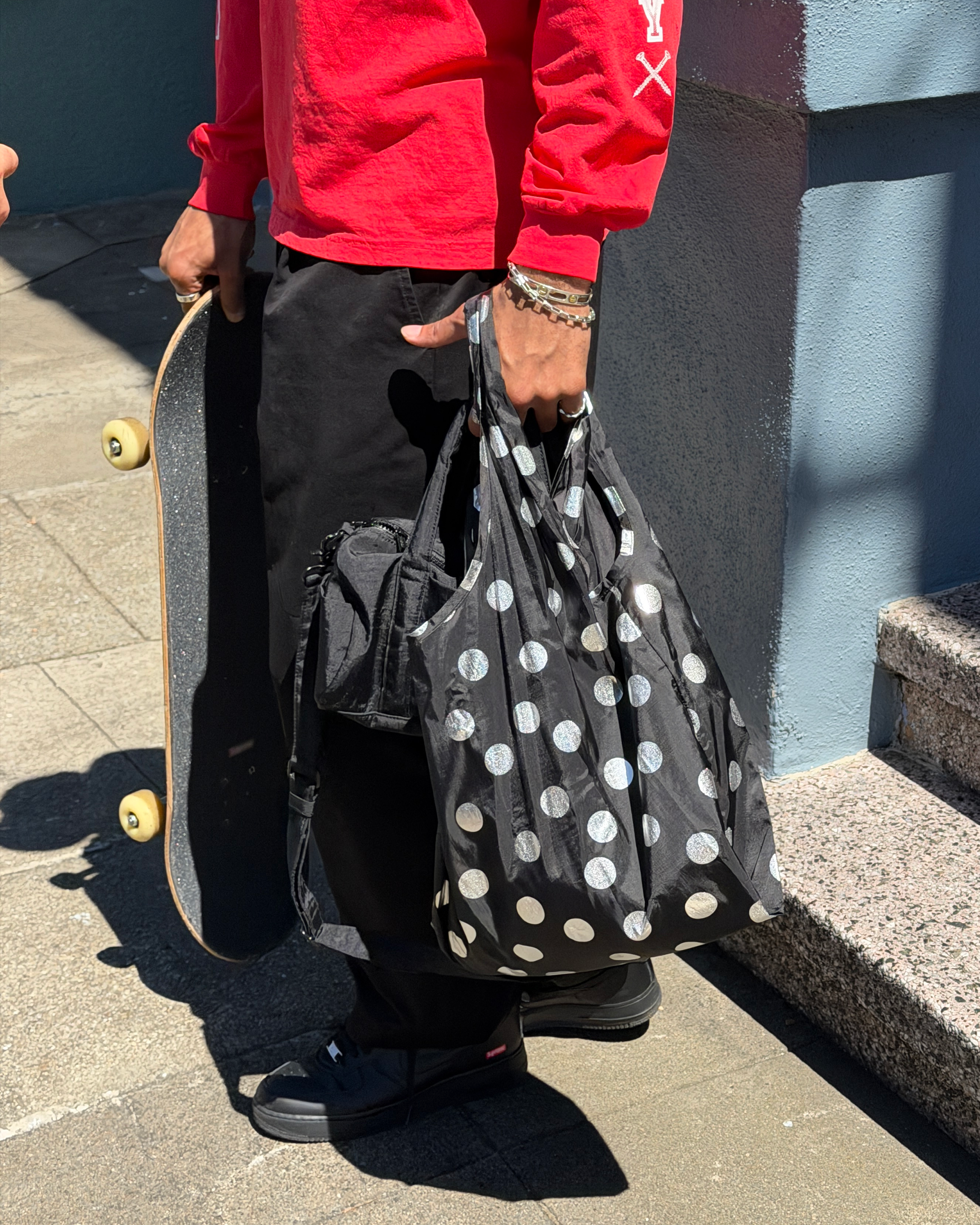 Standard Baggu in Silver Metallic Polka Dot