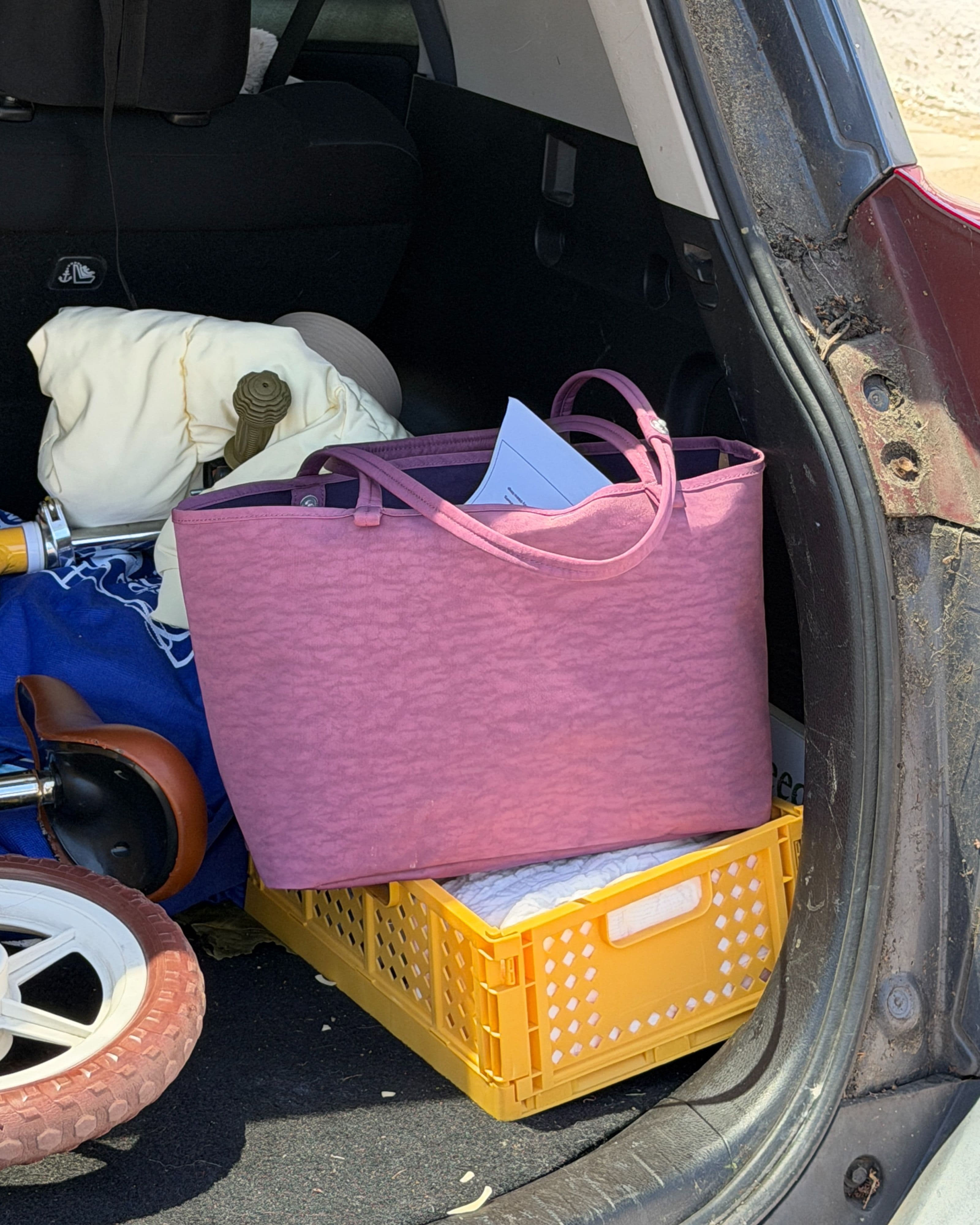 Medium Nylon Reversible Tote in Wild Plum Mix