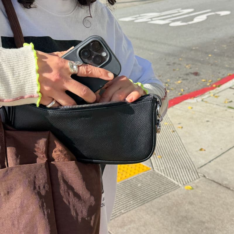 Recycled Leather Pochette in Black